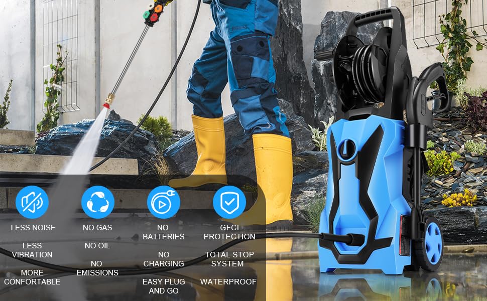 Power Washer Homdox HD 4000 Pressure Washer 1700W Electric Power Washer High Pressure Cleaner Machine with 4 Nozzles Foam Cannon,Best for Cleaning Homes, Cars, Driveways