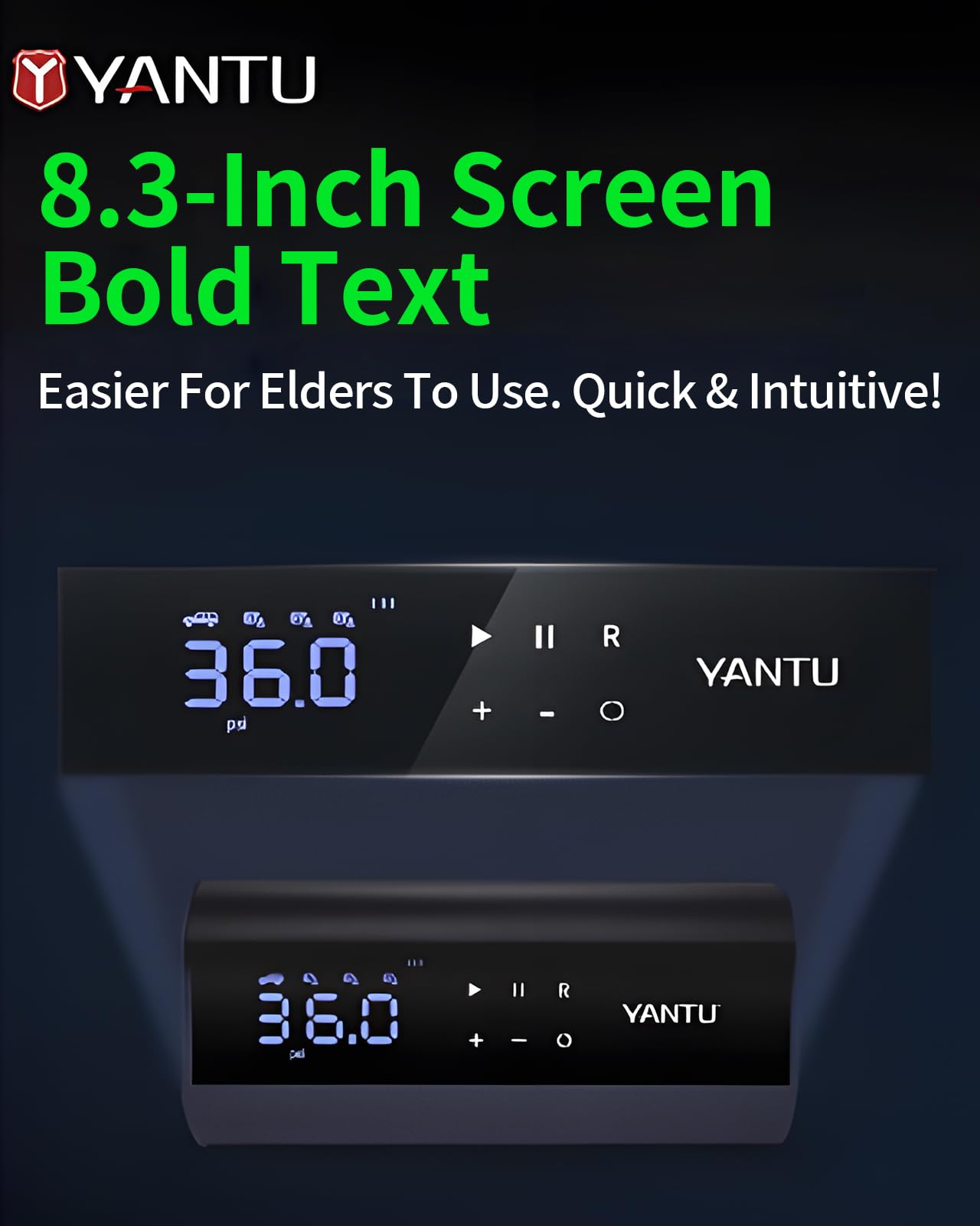 YANTU Dual Cylinder Tire Inflator Portable Air Compressor With 8.3-Inch Large Digital Screen,12V Cordless/battery powered Car Air Pump For Car Tires，Electric Auto Shut Off for Truck/Bike/Pickup/Moto