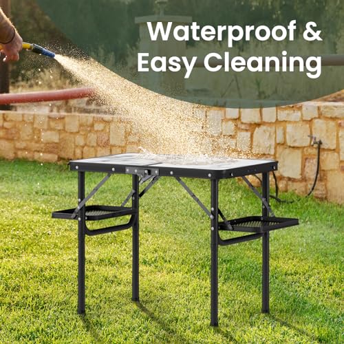 Titanker Folding Camping Table Small 2ft, Small Folding Table Portable with 50% Extra Space, Folding Picnic Table, Portable Beach Table, Camping Essentials, Aluminum Light & Solid, Silver