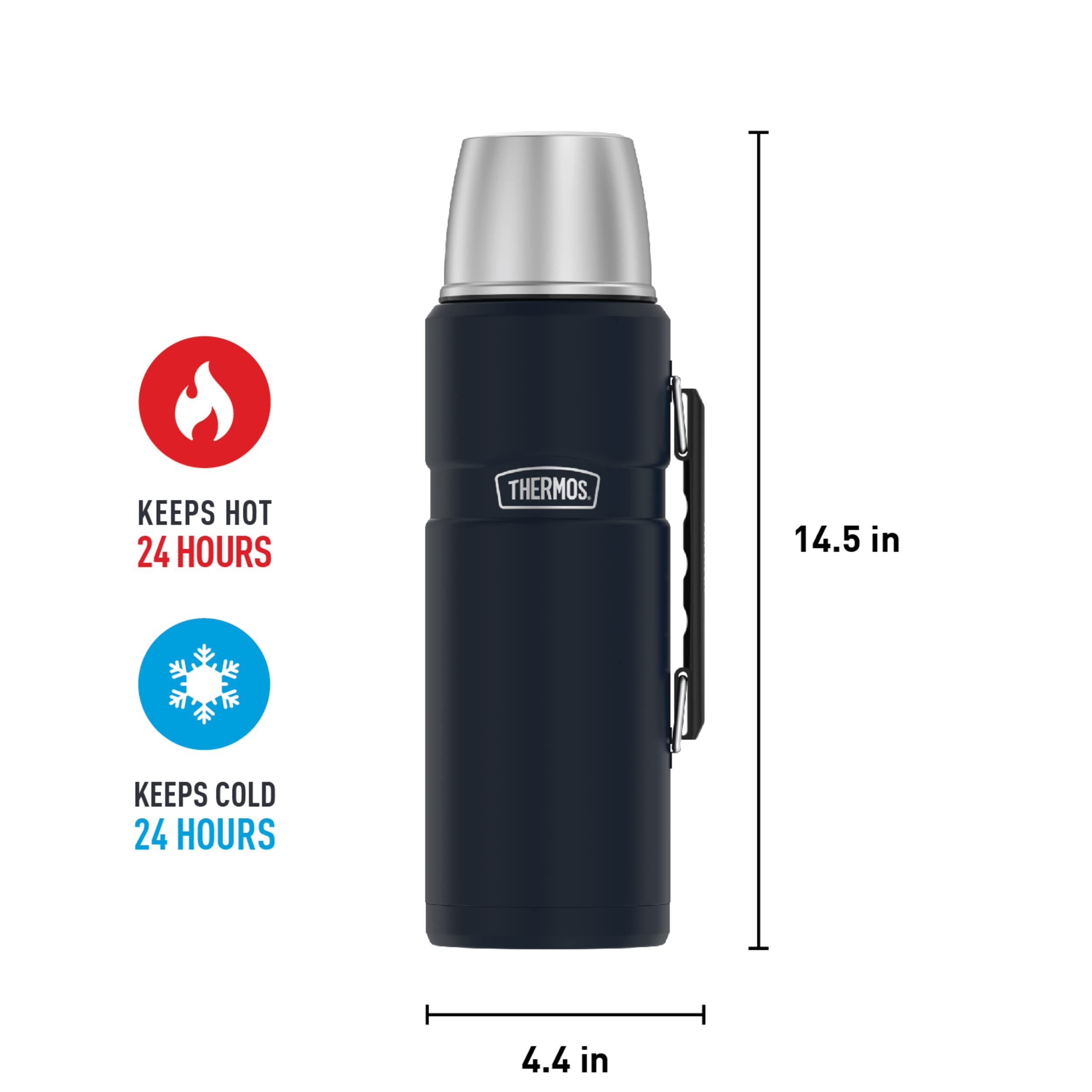 THERMOS Stainless King Vacuum-Insulated Beverage Bottle, 68 Ounce, Midnight Blue