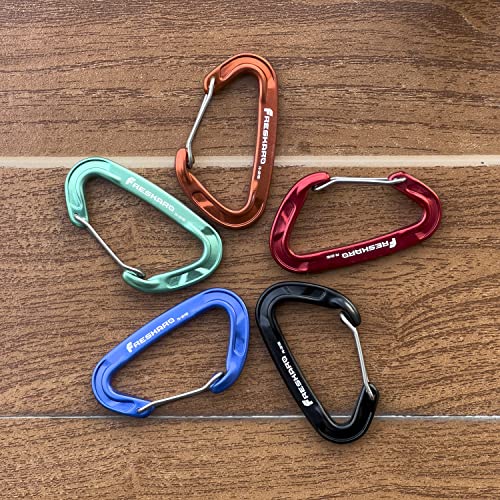 FresKaro 15kN Heavy Duty Wiregate Carabiners Clips, Wire Gate Spring Snap Quick Draws, for Camping Hiking, Hammocks, Aluminium Caribeaners for Backpacking and Dog Leash, 4Pack, Black, Medium Size