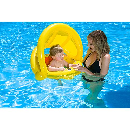 Poolmaster 81542 Learn-to-Swim Swimming Pool Float Baby Rider with Sun Protection, Bear