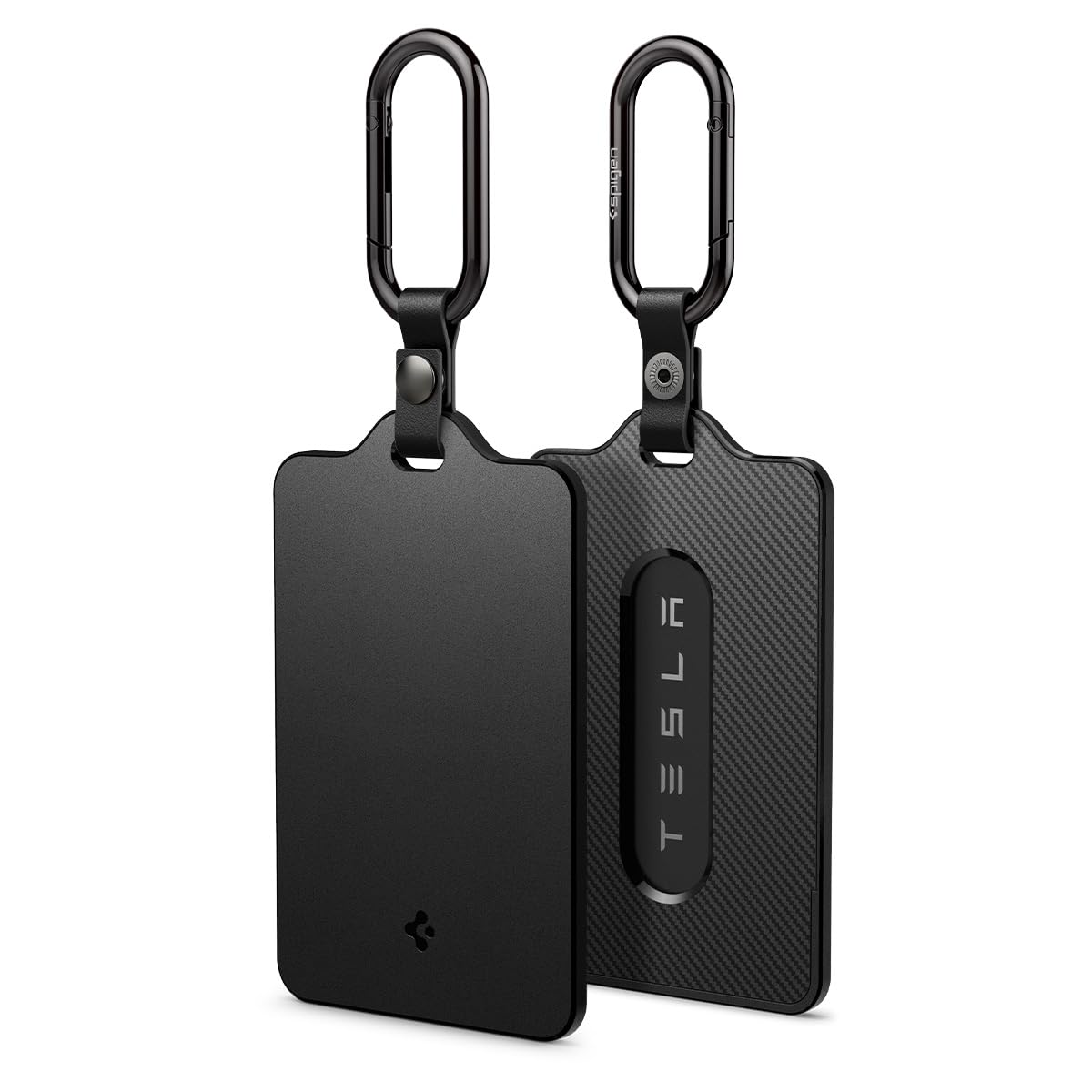 Spigen Key Card Holder for Tesla | Tesla Model Y/S/3/X Accessories | Scratch-Resistant | 2 Pack [2 Card Holders + 2 Carabiners + 4 Protective Films]