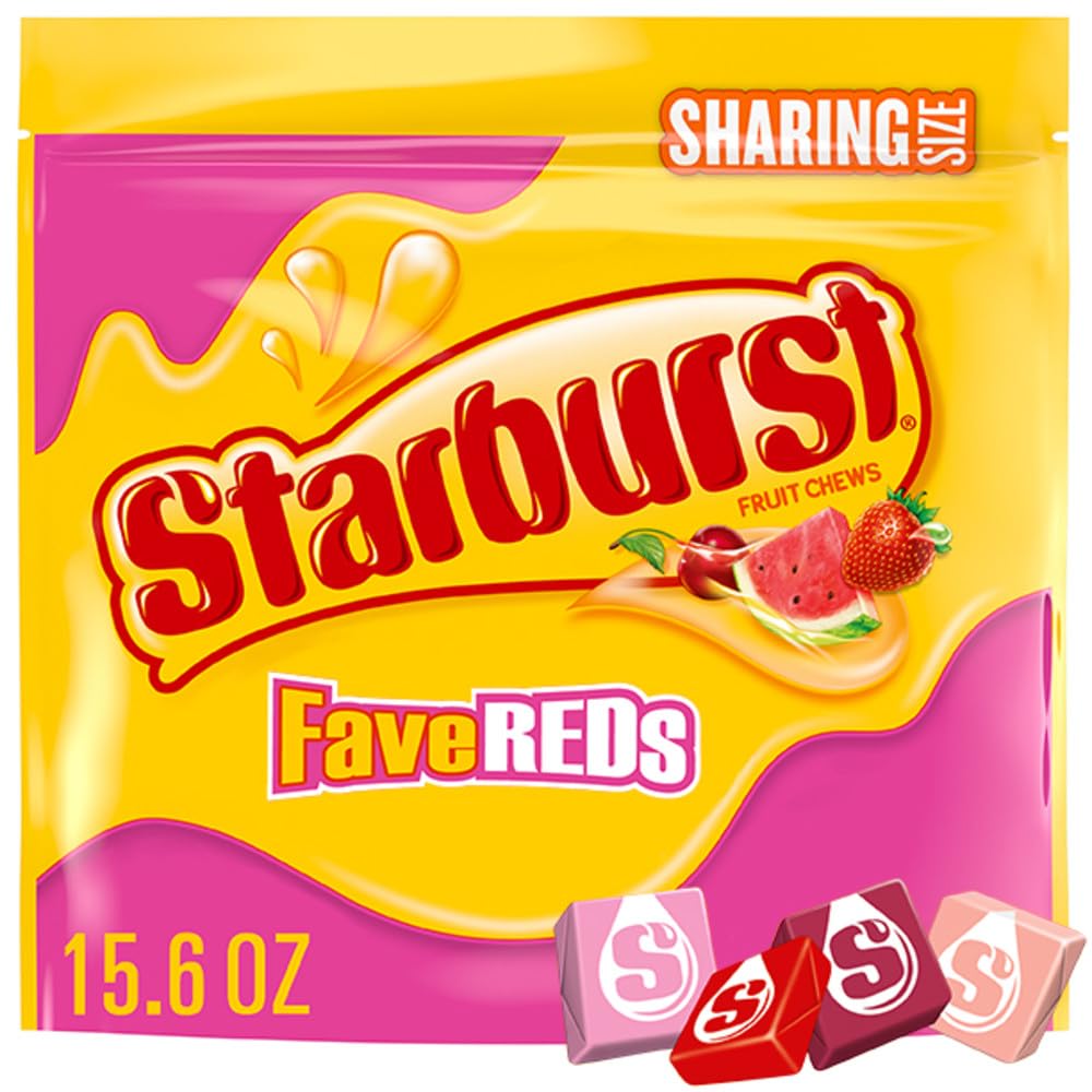 STARBURST FaveReds Fruit Chews Summer Candy, Sharing Size, 15.6 oz Resealable Bag