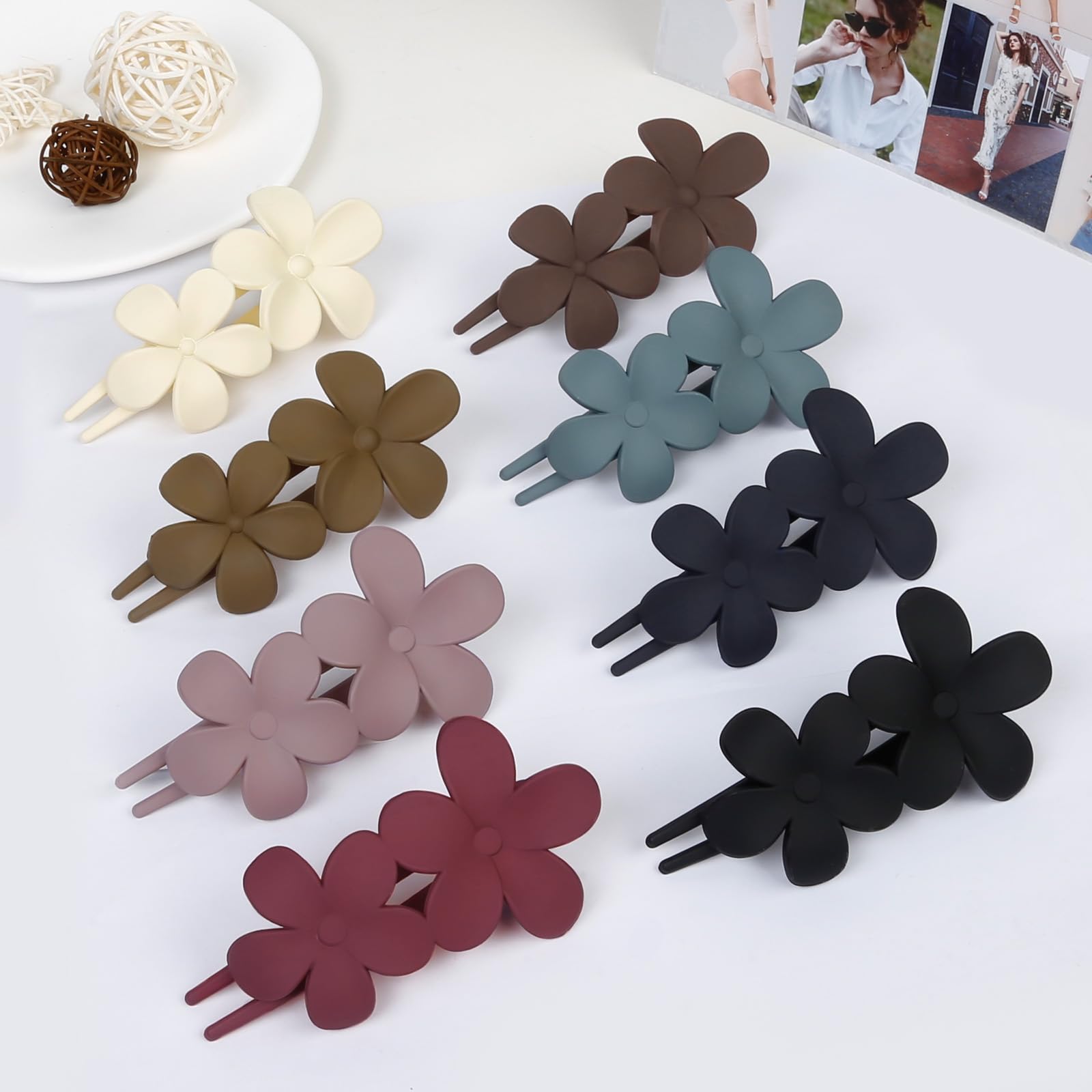 8 PCS Flower Hair Clips for Women, Claw Clips for Hair Claw Clip for Thin Thick Hair Flower Alligator Clips for Women Non slip Duck Billed Hair Clips for Styling Curly Hair Accessories