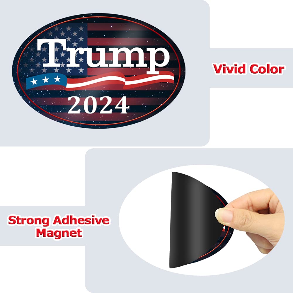 QSUM Trump 2024, 2PCS Trump Magnetic Stickers for Cars, Trump 2024 Bumper Sticker for 47th Presidential Election Day Celebration Parades Event