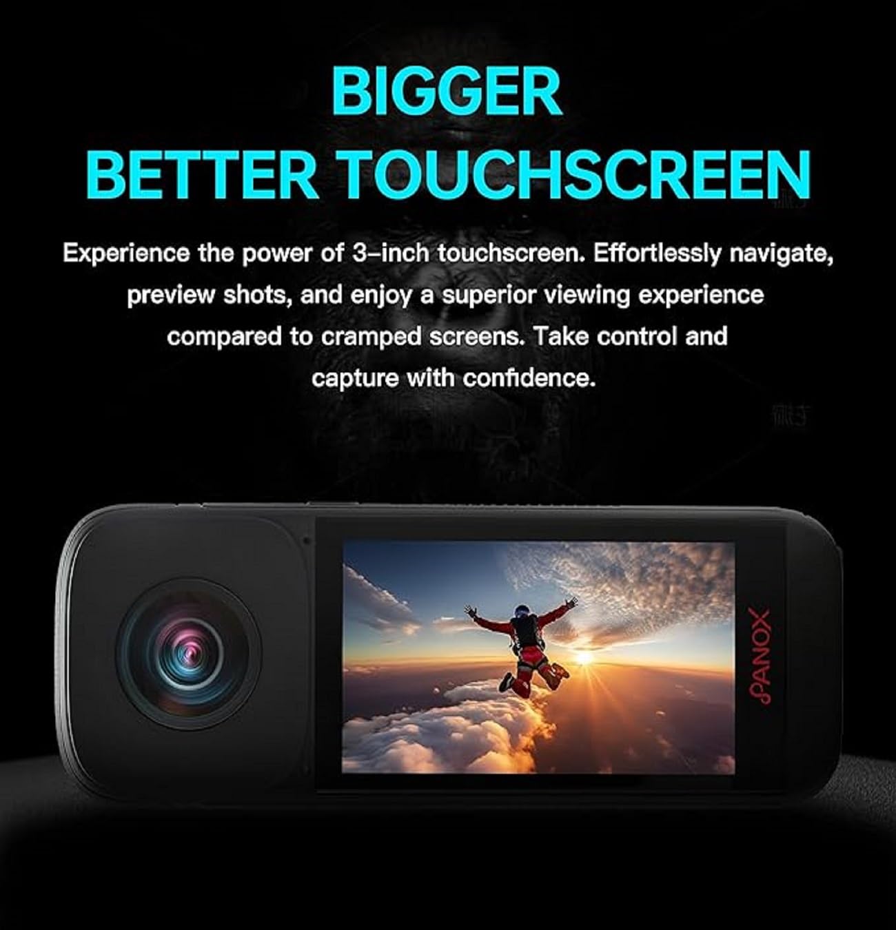 PANOX V2-360 Action Camera Kit with 3.0" Touchscreen-5.7K 360 Video, 1/2" 48MP Sensors, 72MP 360 Photo, Multi-Platform 4K 360° HDR Live Streaming, Stabilization, AI Editing