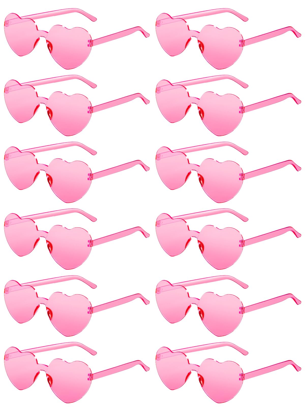 AGGKKY 12 Pairs Heart Shaped Sunglasses for Women Colorful Glasses Fun Trendy Transparent Heart Sunglasses Party Favor (Pink)