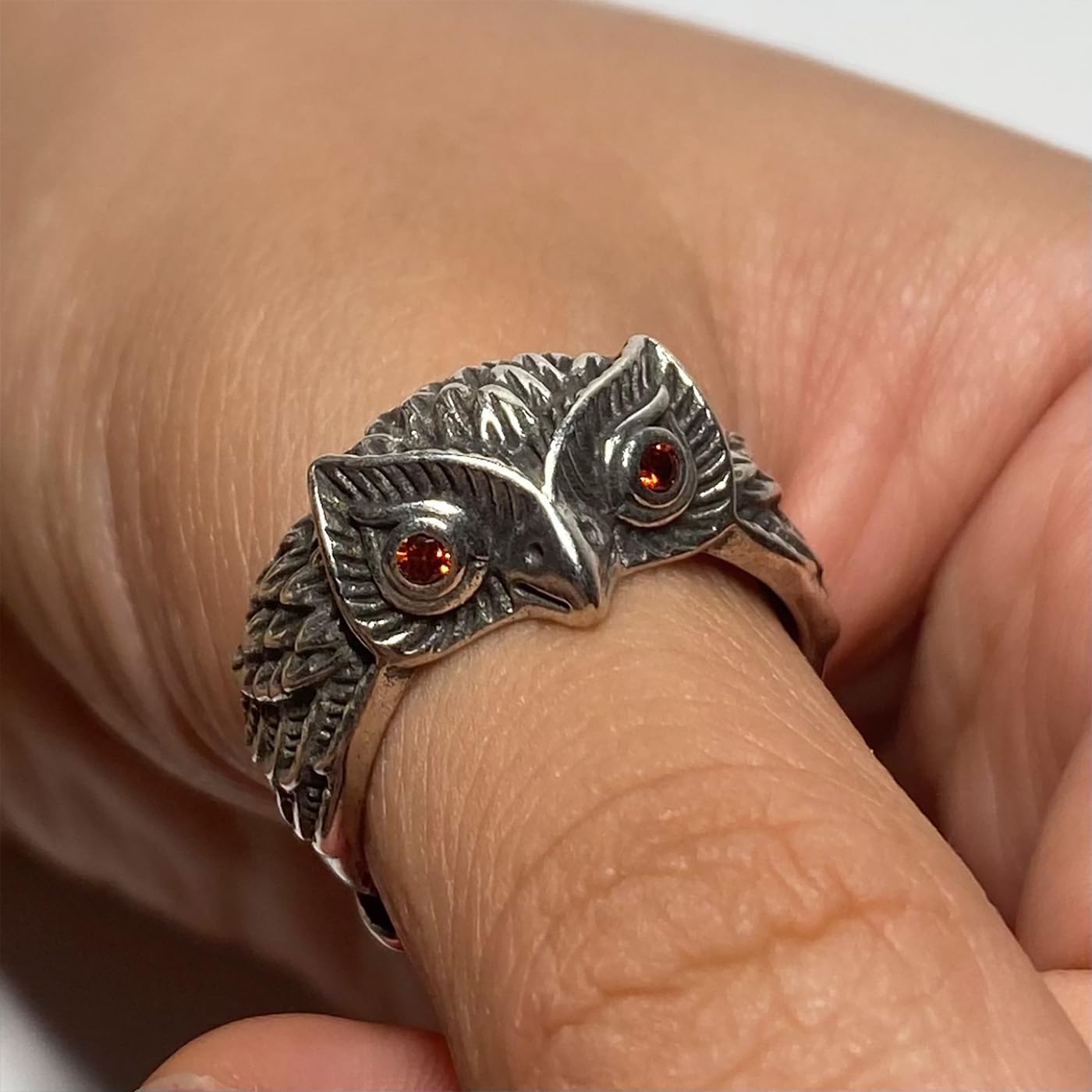 Ch.yishi Handmade Vintage 925 Sterling Silver Owl ring for Women/Men,Adjustable Thumb Finger Ring