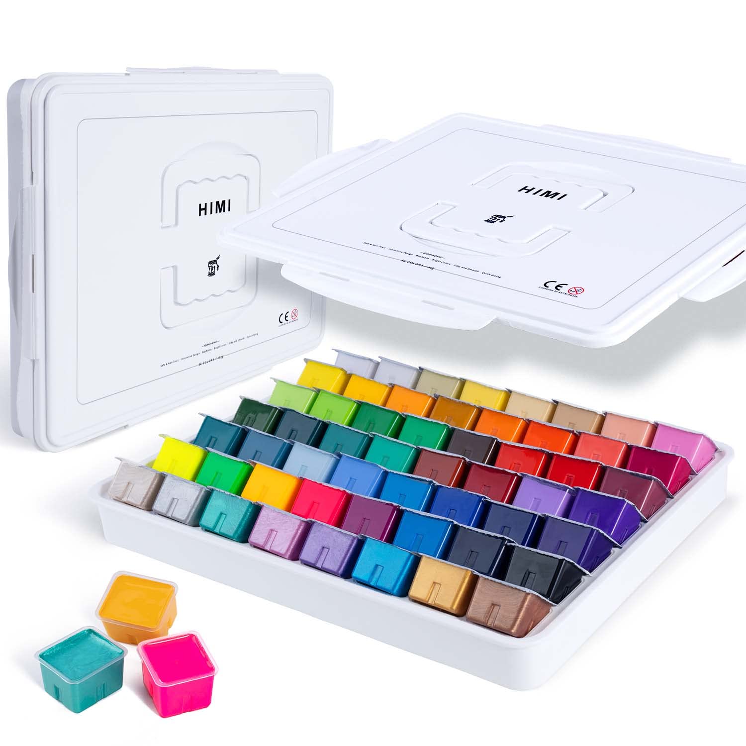 HIMI Gouache Paint Set, 56 Colors x 30g Unique Jelly Cup Design in a Carrying Case Perfect for Artists, Gouache Opaque Art Supplies for Professionals, and More