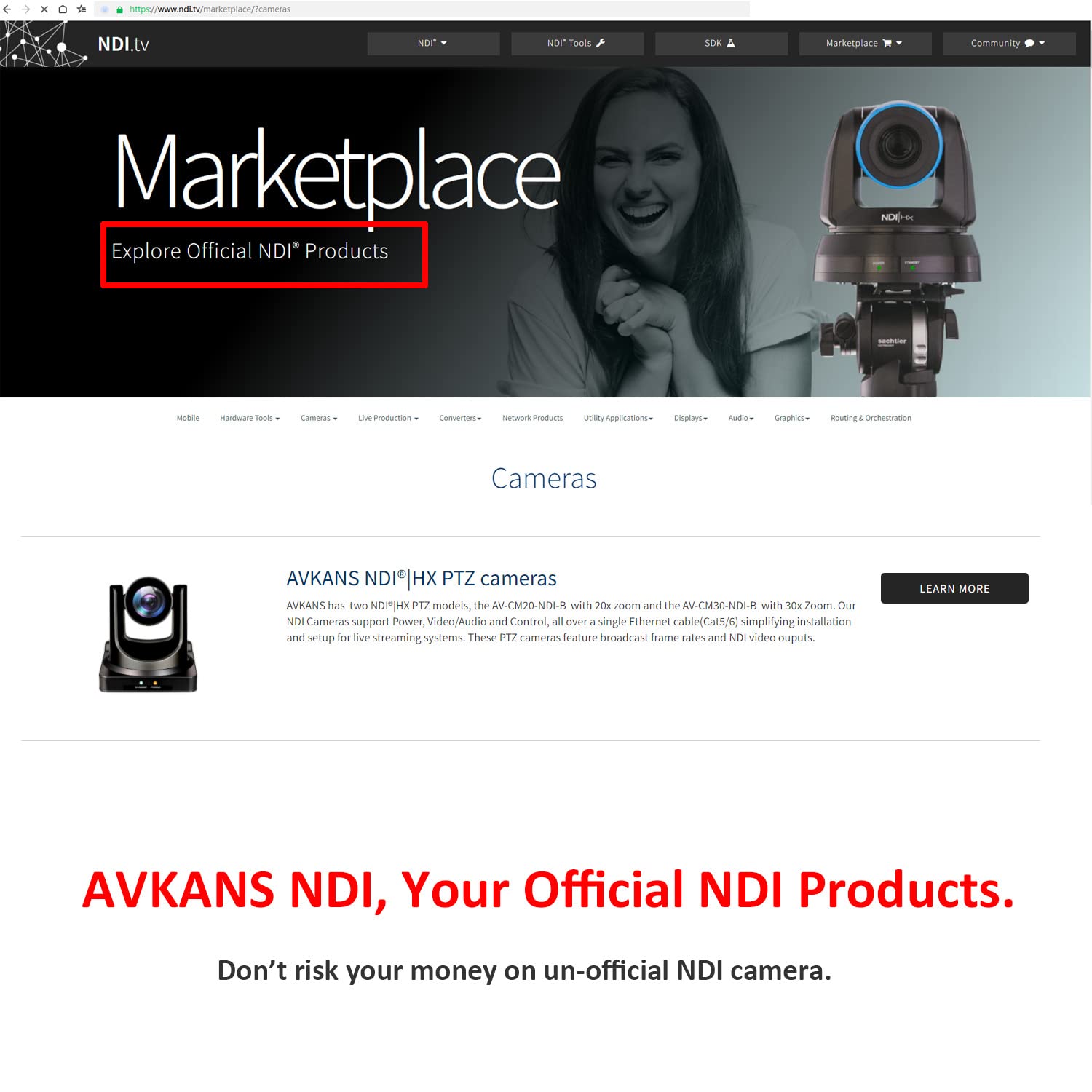 AVKANS NDI PTZ Camera - 30X Auto Tracking Live Streaming NDI Camera with SDI/HDMI/IP Outputs for Church Worship School Sport Hospital Wedding Live Streaming (Newtek Official NDI Camera)