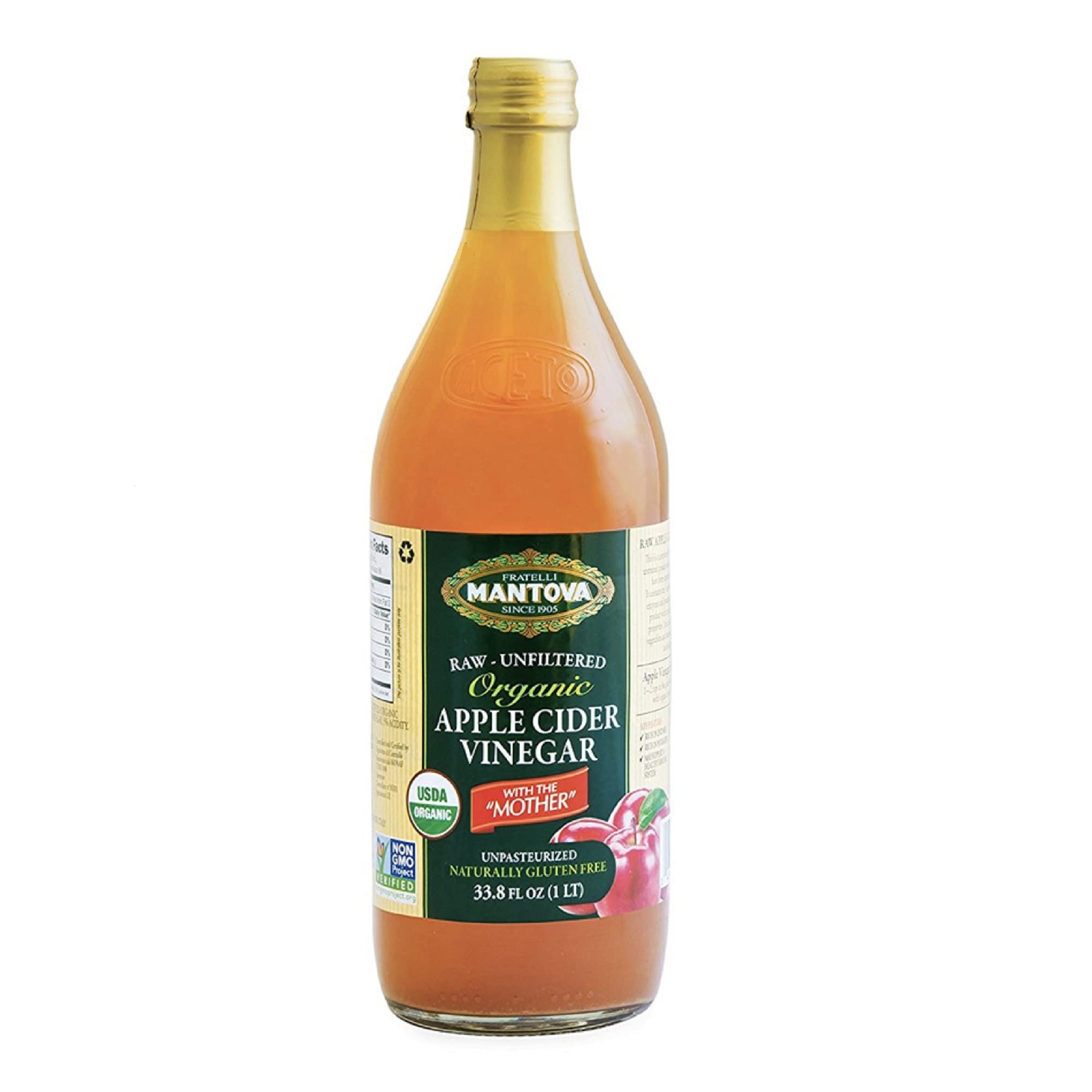 100% Raw Unfiltered Organic Apple Cider Vinegar with 'The Mother' - 34 Oz (2 Pack) - Rich in Probiotics and Enzymes, Perfect for Cooking, Salad Dressings, Marinades, and Drinking - A Versatile Pantry Essential for Your Wellness Routine