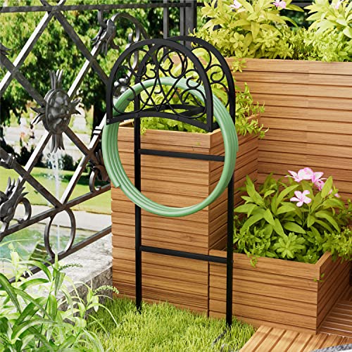 Dosker Hose Holder Garden Hose Reels Holder Storage Rack Heavy Duty Metal Standing Water Hose Storage Hook for Expandable Hose Reel Flexable for Outdoor Backyard