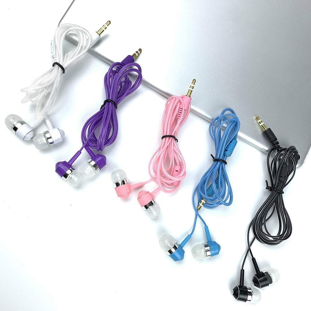 ZXFYE Earbud Headphones Bulk Wired Earphones Mixed Colors 10 Packs Compatible with iPhone Smartphone Computer Laptop MP3 School Classroom