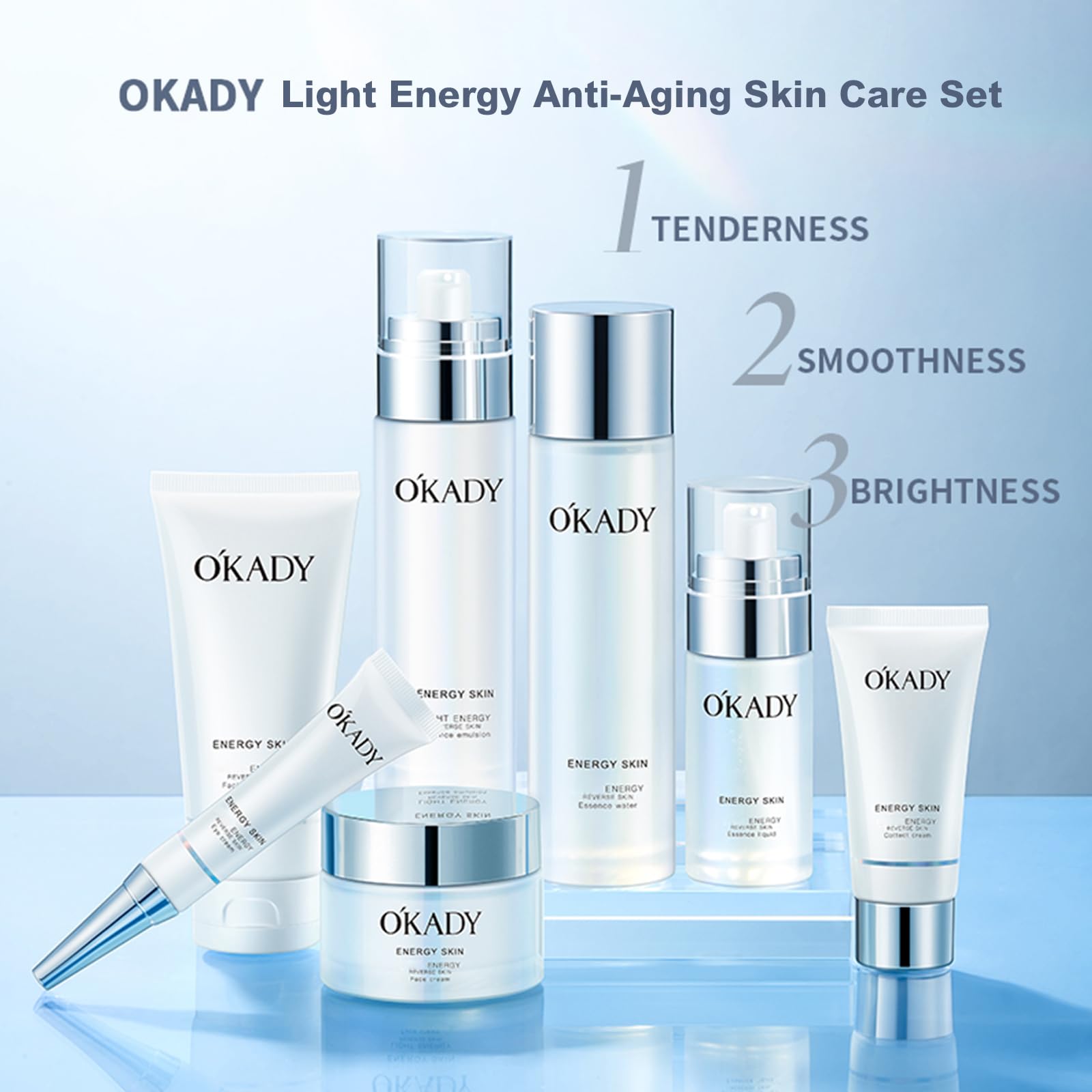 O’KADY Anti Aging Facial Skin Care Set Products Skin Beauty Care Skincare Kits With Cleanser,Toner,Serum,Eye Cream,Lotion,Face Cream,Primer Cream Gift Sets Care Package For Women Mother's Day