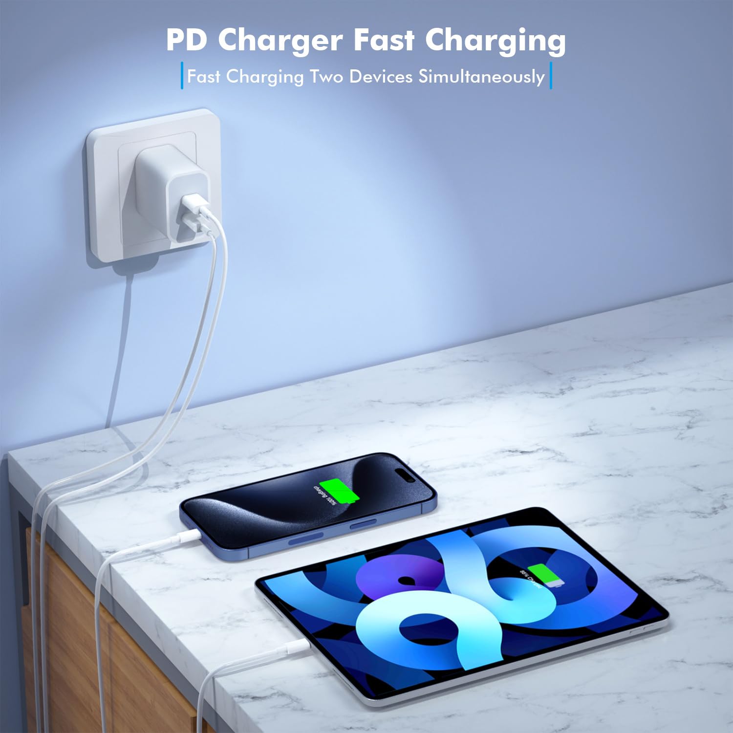 iPhone 15 Charger,Apple Charger Fast Charging,2Pack Dual Port Power Delivery Apple Charging Block,2Pack 6FT USB C to C Fast Charger Cable,USB C Charger for iPhone 15/15 Pro/iPad Pro/iPad Air/Mini