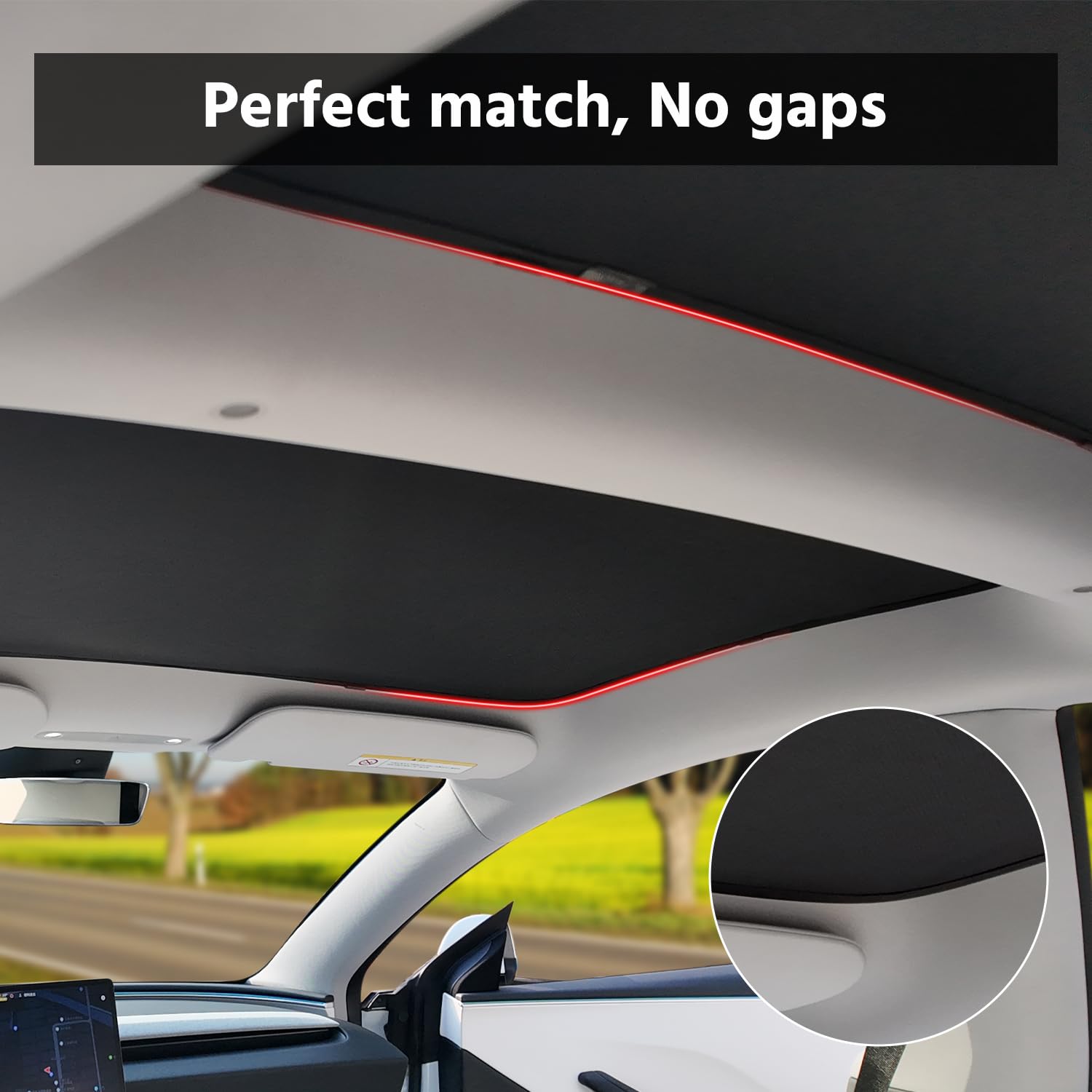 Farmogo Glass Roof Sunshade Sunroof Window Sunshade Foldable Sunshade Compatible with Tesla Model 3(2024) Accessories (2 of Set) (black)