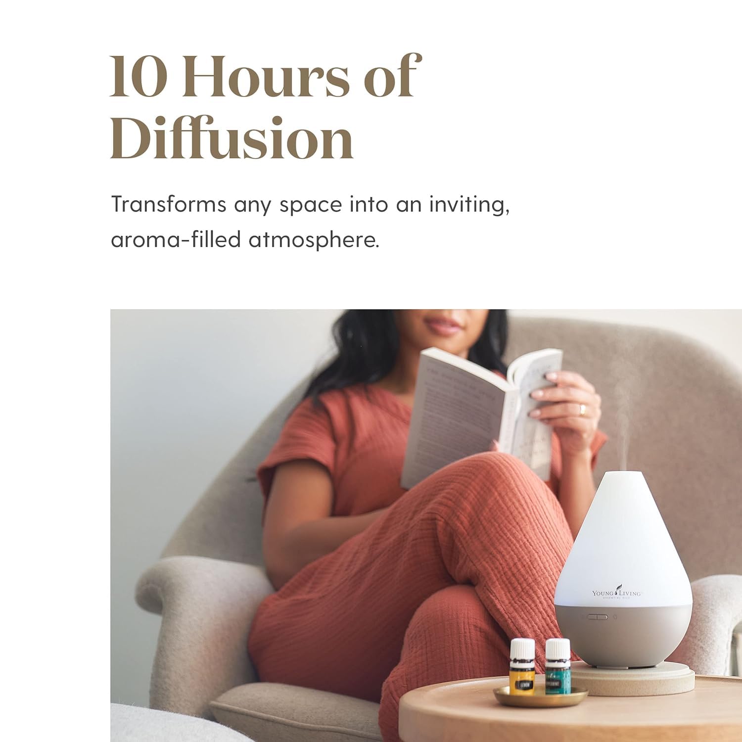 Young Living Dewdrop Diffuser | Ultrasonic Humidifier, Atomizer, and Essential Oil Vaporizer | 10-Hour Runtime | Adjustable High or Low Settings | Ideal for Home, Office, or Spa Ambiance