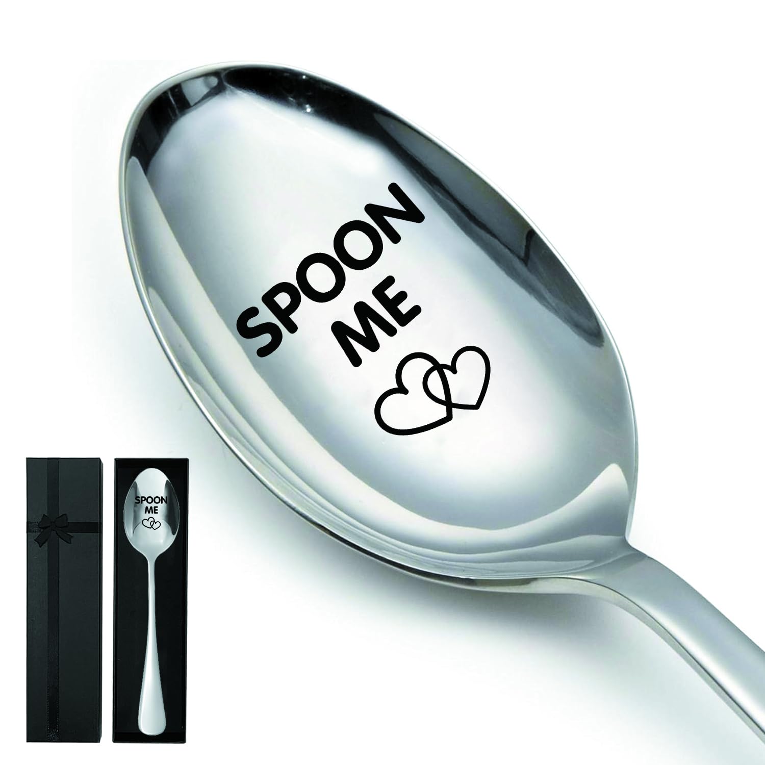 Spoon Me, Funny Engraved Stainless Steel Spoon, Coffee/Tea/Ice Cream/Dessert/Oatmeal Spoon, Food Spoon, Food Lover Gift - Comes with a Black Gift Box