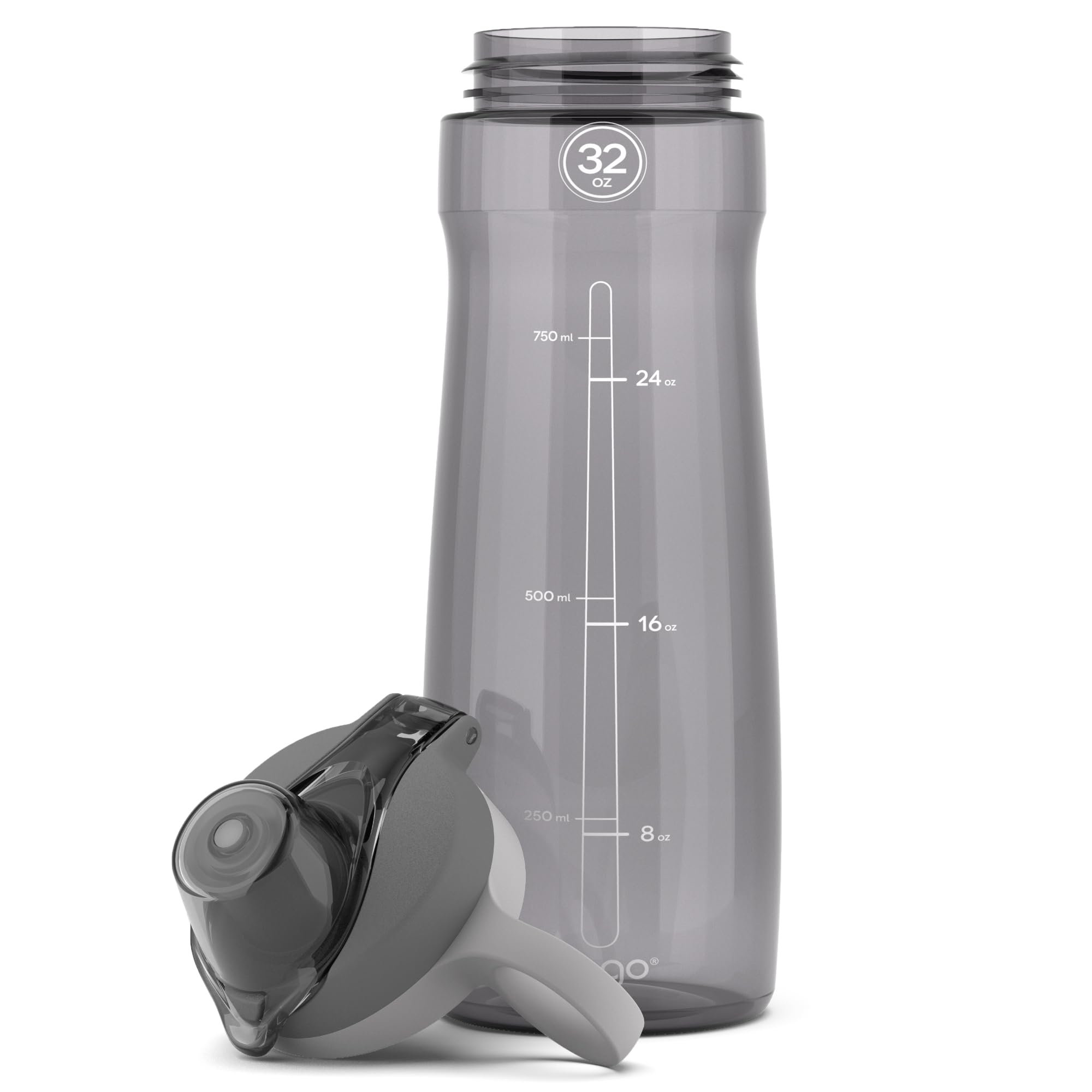 Pogo BPA-Free Tritan Plastic Water Bottle with Chug Lid, 32 Oz, Grey