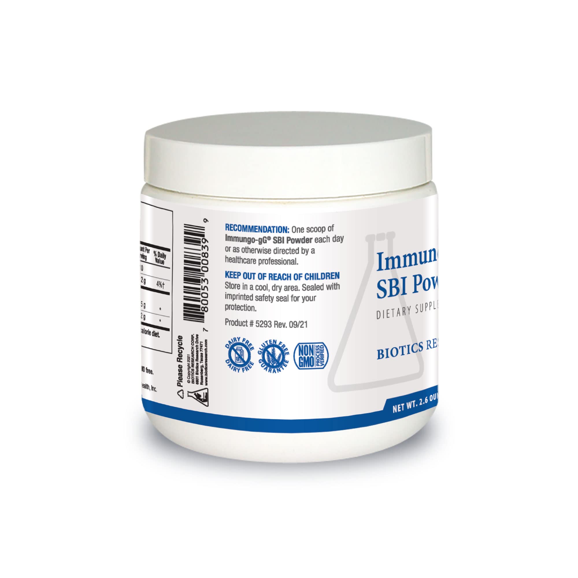 Biotics Research Immuno-gG SBI Powder Easy-to-Mix Powder Formula, Ultimate IgG, Complete Gut Health and Immune Support, Dairy Free, Immunoglobulin Concentrate - 2.6 Oz