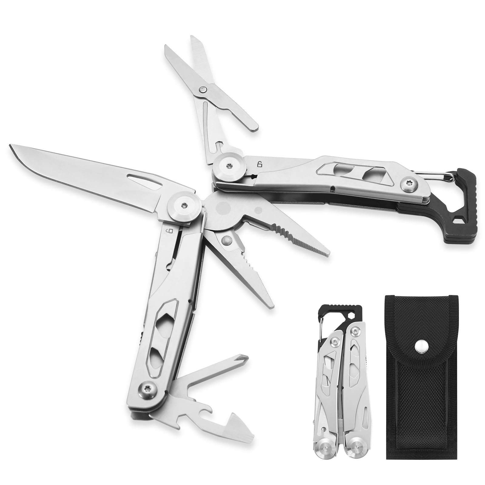 Multitool 11 in 1 Multi Function Pliers Folding Pocket Tool with Sheath Camo Portable Durable Stainless Steel Outdoor Tool,Durable and Lightweight EDC Gifts for Men Grandpa Husband