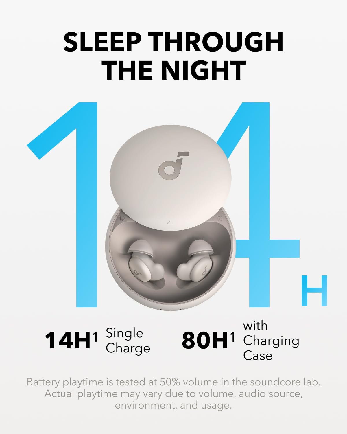 Soundcore Sleep A20 by Anker Sleep Earbuds, Noise Blocking Sleep Headphones, Small Earplugs for Side Sleepers, 80H Playtime, Stream Content via Bluetooth 5.3, Sleep Monitor, Personal Alarm