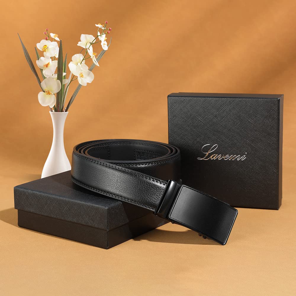 Lavemi Men's Real Leather Ratchet Dress Casual Belt, Cut to Exact Fit,Elegant Gift Box(55-0027&27-0711 Brown Leather 44")