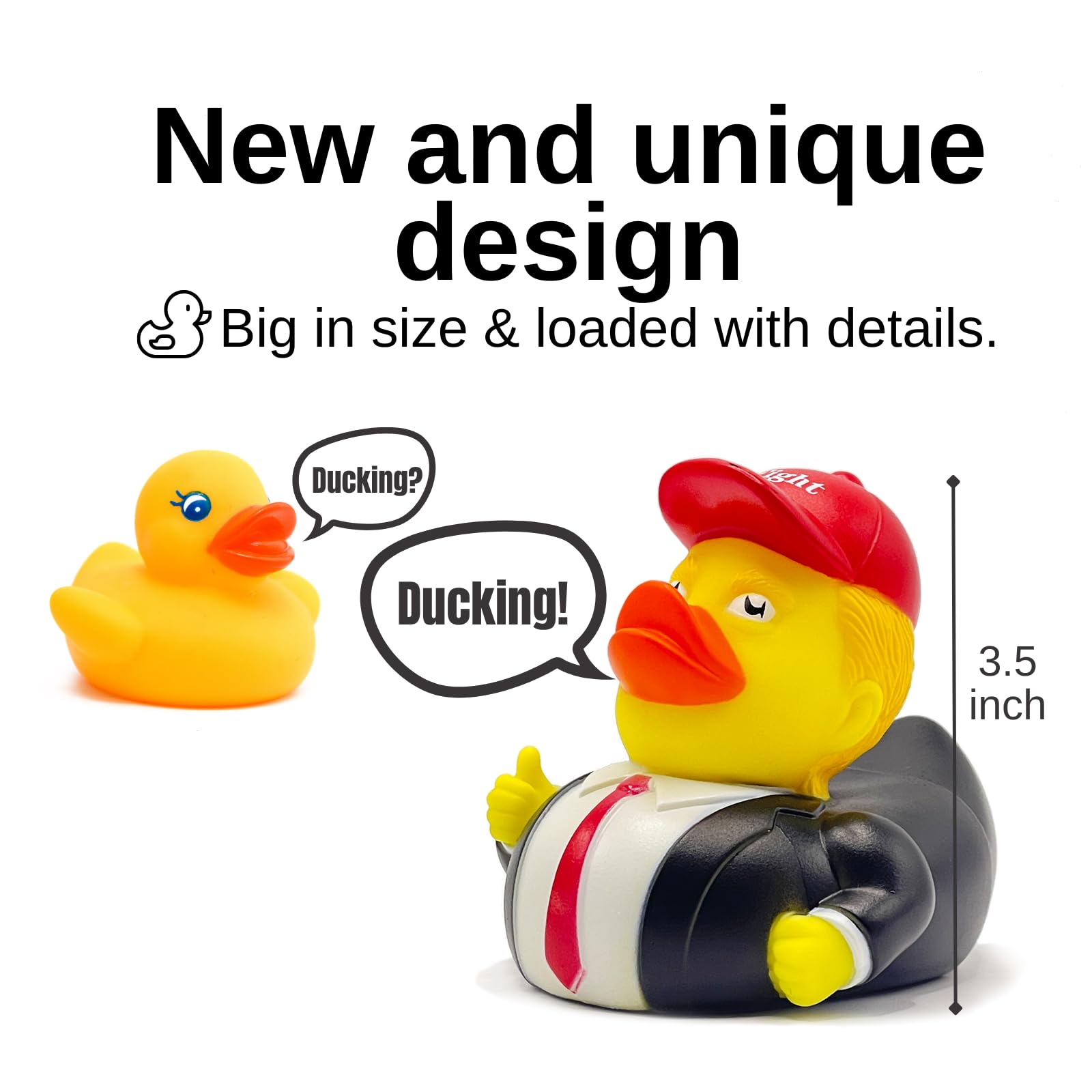 Donald Trump Ducks, 2024 New Squeak Rubber Duck for Baby Bath and Jeep Ducking, 3.5 Inch Funny Duck Toy for Kids Gift Rubber Ducks Trump Gifts