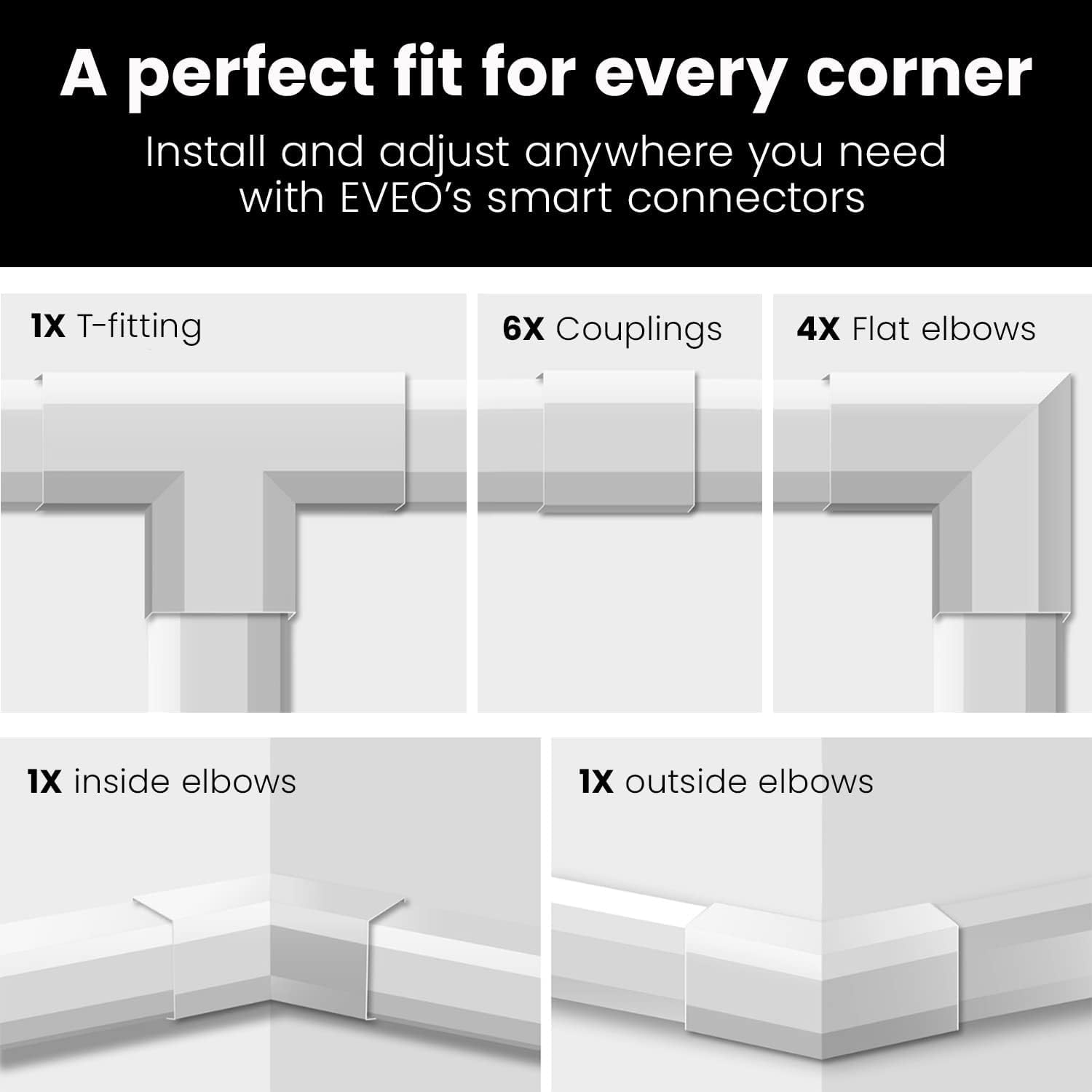 153in Cord Hider - Cord Covers for Wires on Wall, Cable Hider, Cable Cover - Cable Concealer, Cord Hider for Wall Mount TV, Wire Hider & Wire Cover TV Cable Hider Wall Kit - 9X(L17xW0.95xH0.5) - White