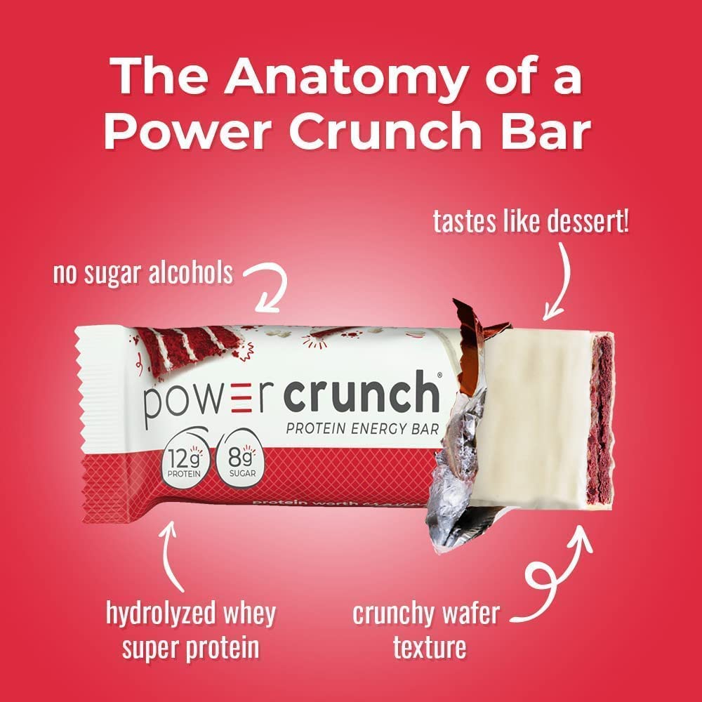 Power Crunch Protein Wafer Bars, High Protein Snacks with Delicious Taste, Red Velvet, 1.4 Ounce (12 Count)