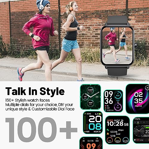 Hoowel Smart Watches for Men/Women,1.8'' Alexa Built-in Fitness Tracker Watch with Bluetooth Calls, IP68 Waterproof, Heart Rate/Sleep/SpO2/Stress Monitor, 100+ Sport Modes for Android & iPhone