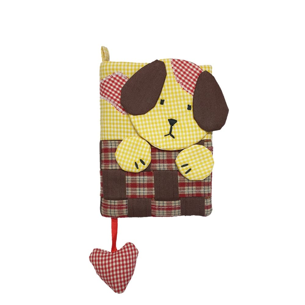 Jumpjumpheart Handmade Fabric Diary Cover A6 - Dog in the Basket