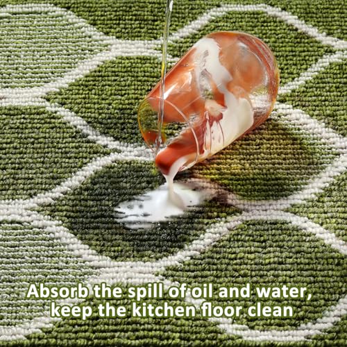 Villsure Kitchen Rugs and Mats, Non Skid Kitchen Runner Rug Absorbent Resist Dirt Kitchen Floor Mat Comfort Standing Mat Made of 100% Polypropylene Machine Washable,17.7"x47",Black