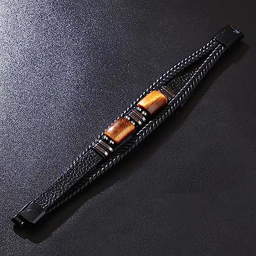 JoycuFF Bracelet for Son from Mom Dad Leather Bracelet Layered Birthday Graduation Gifts for Son I Love You Forever Engraved Braied Birthday Cuff Bangle Wrap Jewelry