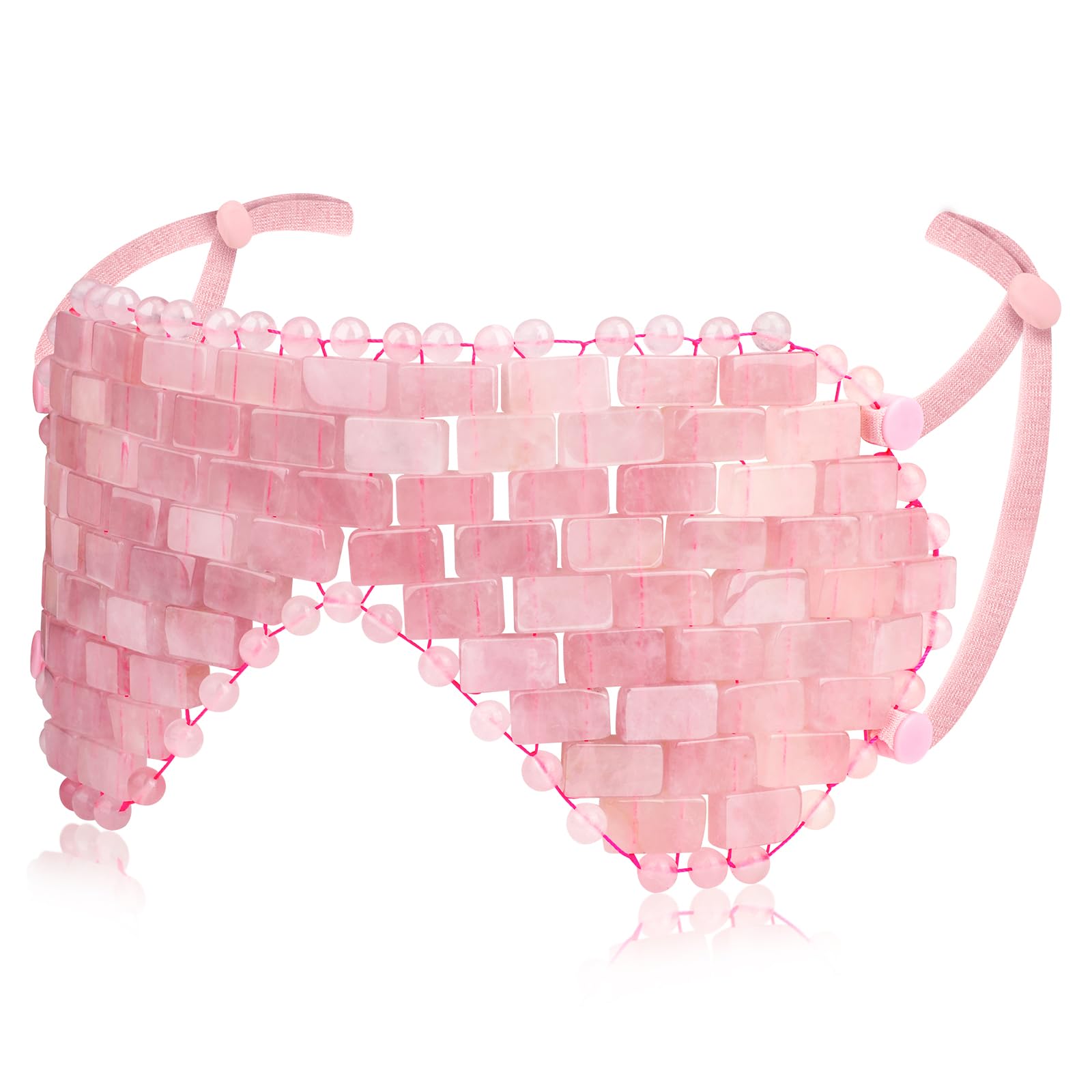 gemshan Quartz Eye Mask, Rose Jade Eye Mask Natural Crystal Sleep Mask, Eliminate Wrinkles Puffiness Headache and Migraine Relief Mask (#2-Rose Quartz)