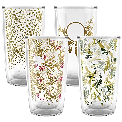 Tervis Kelly Ventura Christmas Golden Holiday Collection Made in USA Double Walled Insulated Tumbler Travel Cup Keeps Drinks Cold & Hot, 16oz - 4pk, Assorted