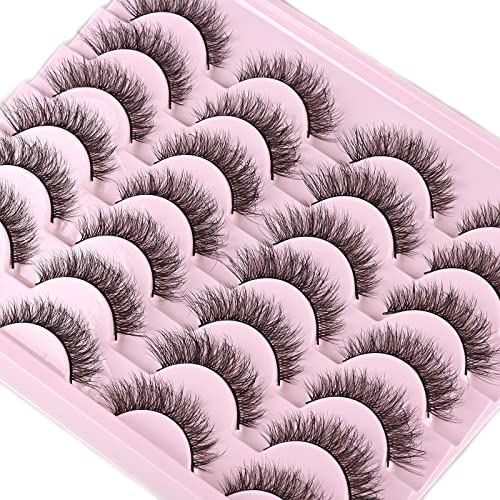 FARRED Cat Eye Lashes Natural False Eyelashes 14 Pairs Wispy Lashes Pack Short Strip Lash Fake Eyelash Mink Lashes Small Full pestañas Set (F21 | 8-14mm)