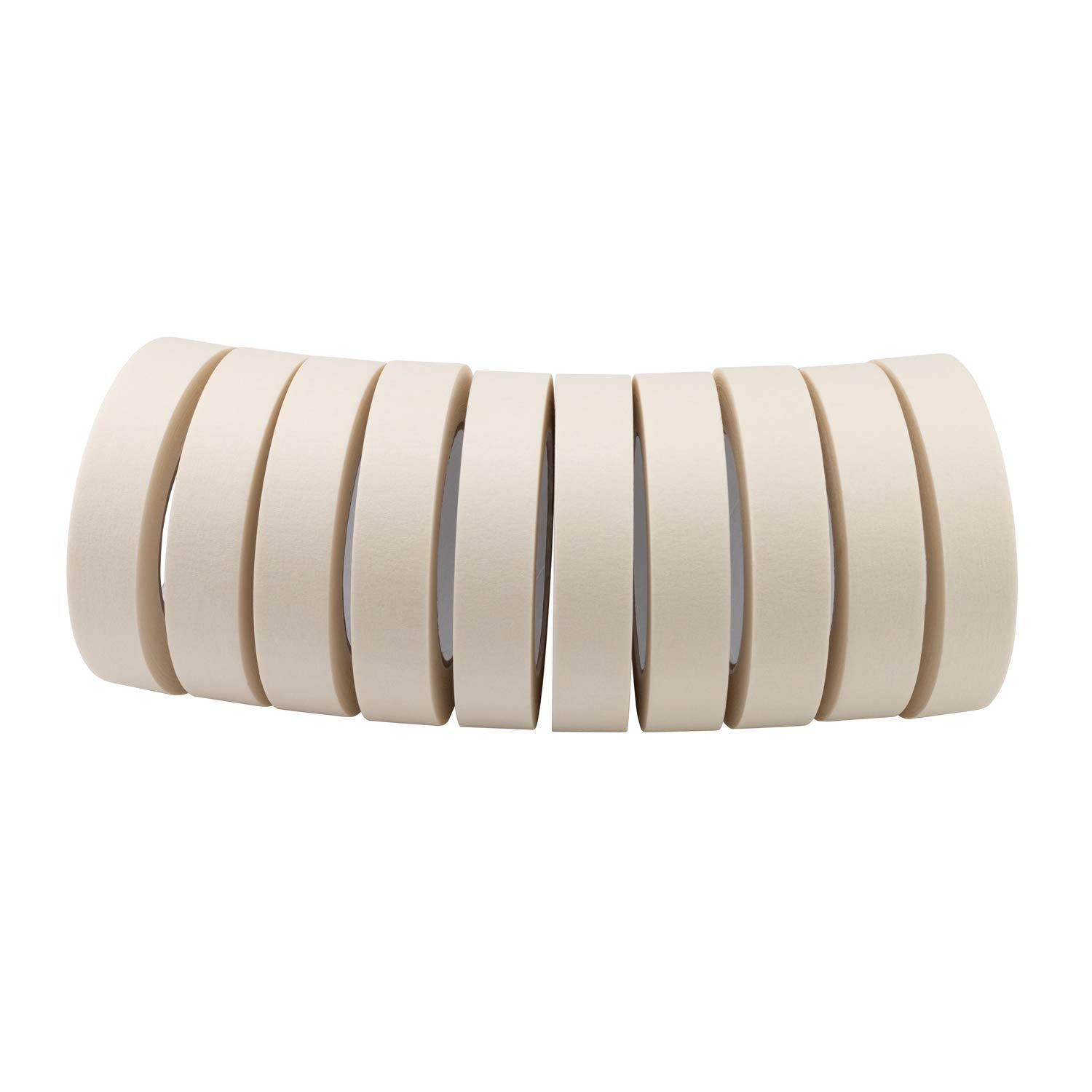Lichamp Masking Tape 1 inch, 10 Pack General Purpose Masking Tape Bulk Multipack for Basic Use, 1 inch x 55 Yards x 10 Rolls (550 Total Yards)