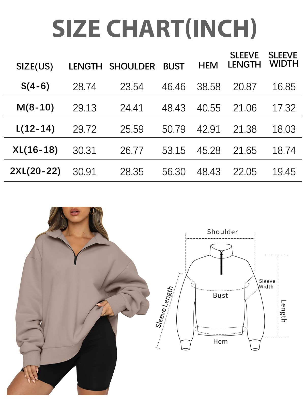 Trendy Queen Womens Oversized Sweatshirts Fall Fashion Hoodies Half Zip Pullover Long Sleeve Shirts Clothes Outfits Grey M