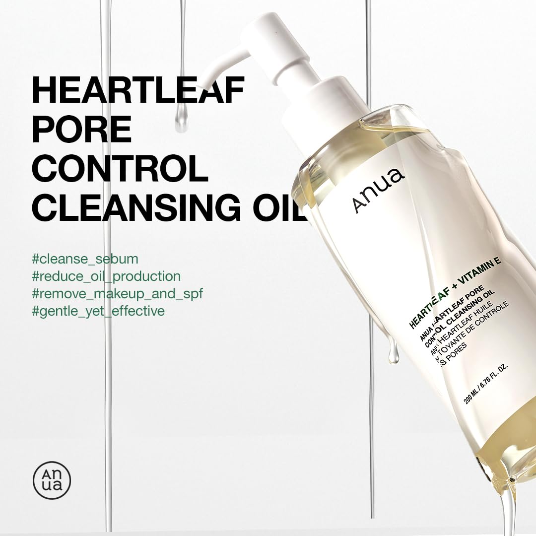 Anua Heartleaf Pore Control Cleansing Oil, Oil Cleanser for Face, Makeup Blackhead Remover, Korean Skin Care 6.76 fl oz(200ml) (original)