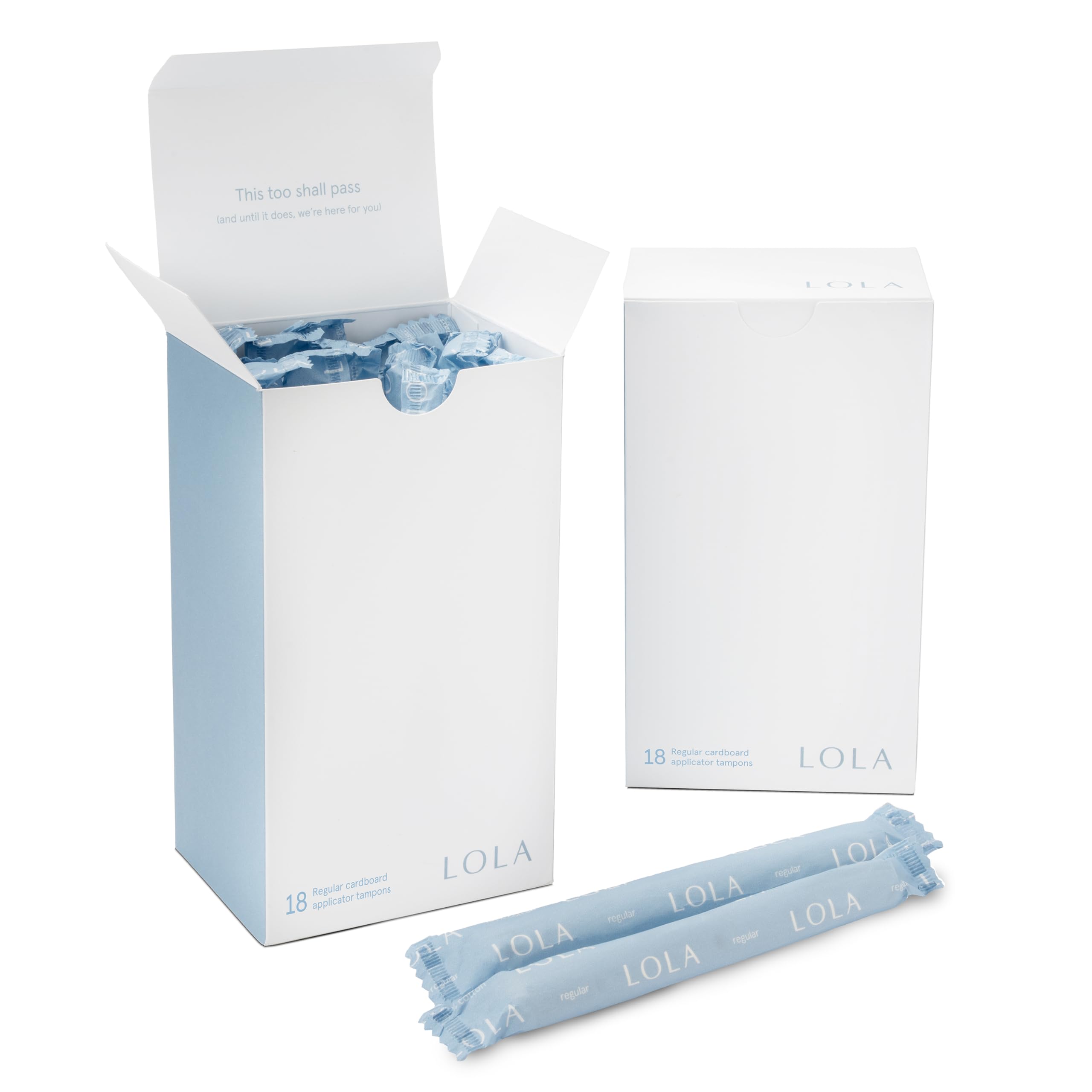 LOLA Organic Cotton Tampons with Cardboard Applicator, 36 Count (2 Packs of 18) - Tampons Regular, Period Feminine Hygiene Products, HSA FSA Approved Products Feminine Care