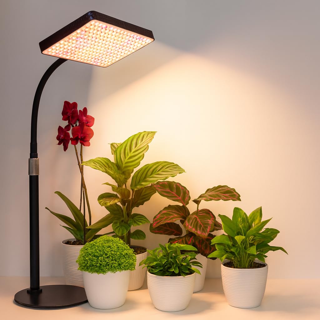 FRGROW Grow Lights for Indoor Plants Full Spectrum, 200W LED Grow Lights Table Top Plant Lights for Indoor Growing, 208 LEDs Desk Grow Lights for Seed Starting Seedlings, Daisy Chain, Dimmable Height