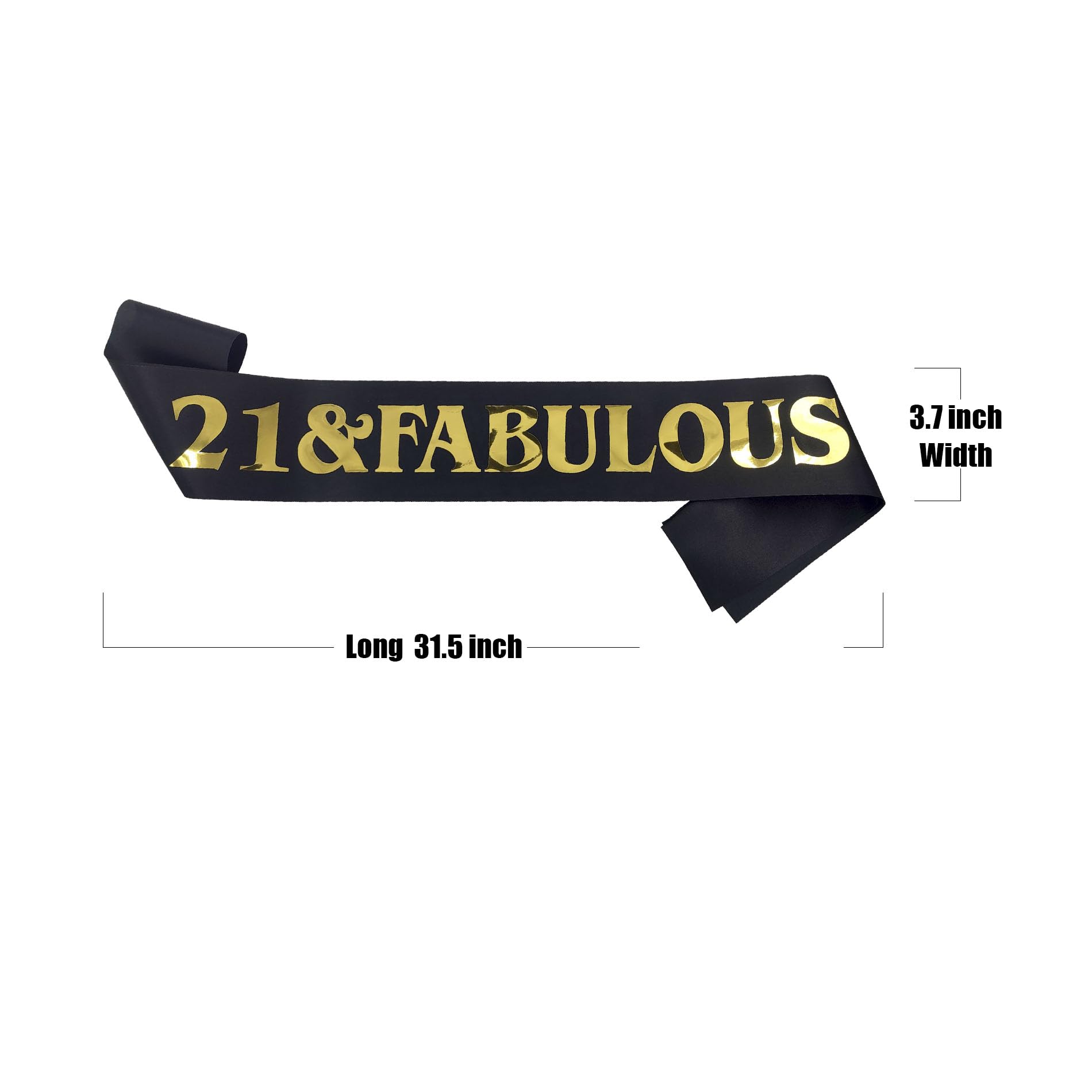MGJSRNH Birthday Gift for Girl Boy,Fabulous 21st Birthday Satin Sash,Birthday Decorations Suppiies for Womens or Men(Black Gold)