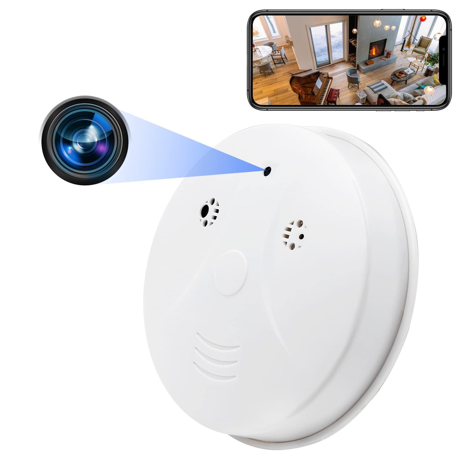 YYCAMUS Smoke Detector Hidden Camera WiFi 1080P HD Indoor Camera Video Wireless Small Camera with Night Vision and Motion Detection for Home