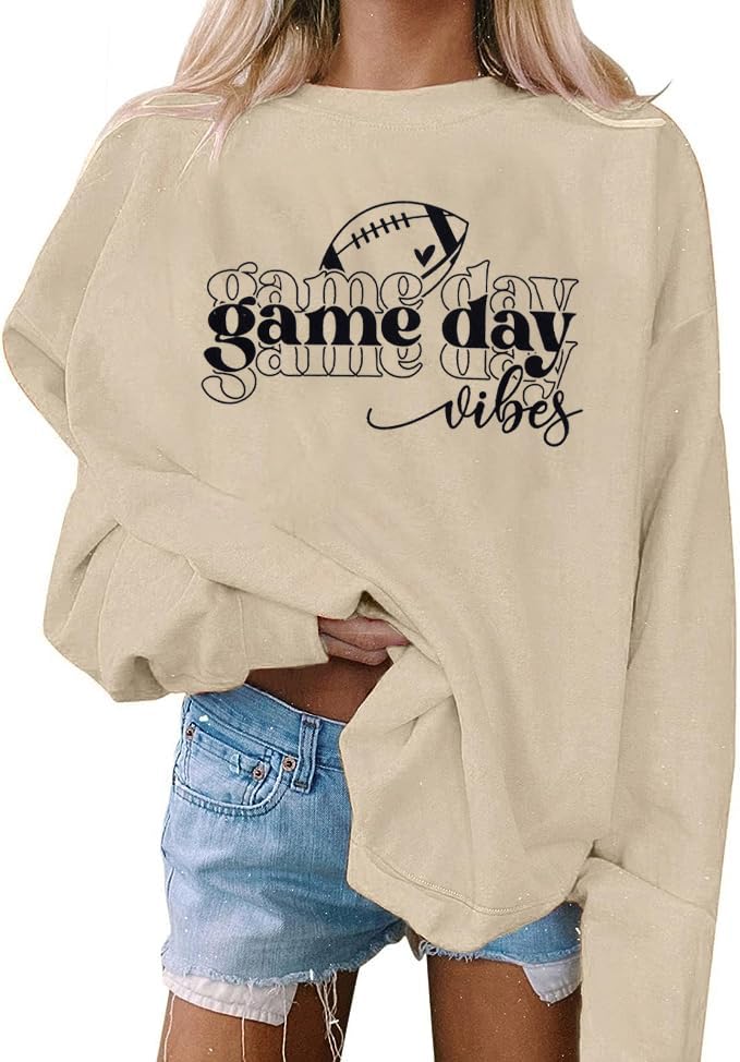 MNLYBABY Oversized Game Day Sweatshirt for Women Football Shirts Tis The Season shirt Football Season Pullover Tops