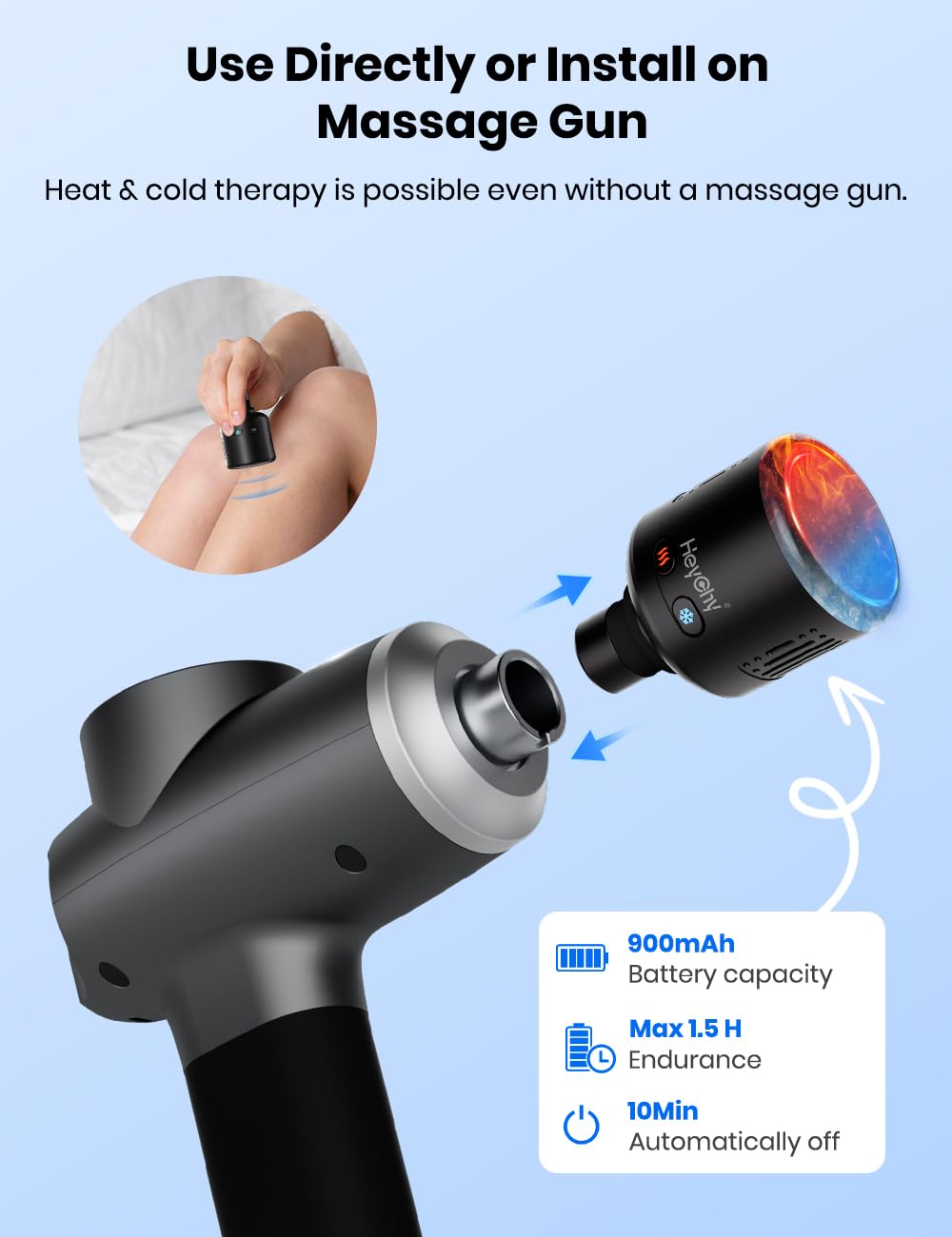 HEYCHY Massage Gun with Heat and Cold,Deep Tissue Massage Gun,Muscle Percussion Massager for Athletes,Handheld Massager for Pain Relief,2025 New Year Gifts,Black