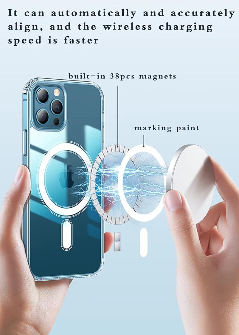 NYCPrimeTech Crystal Clear Case for iPhone 15 Pro Max [Compatible with MagSafe] Slim, Scratch Resistant, Shock Proof, Magnetic Phone Case