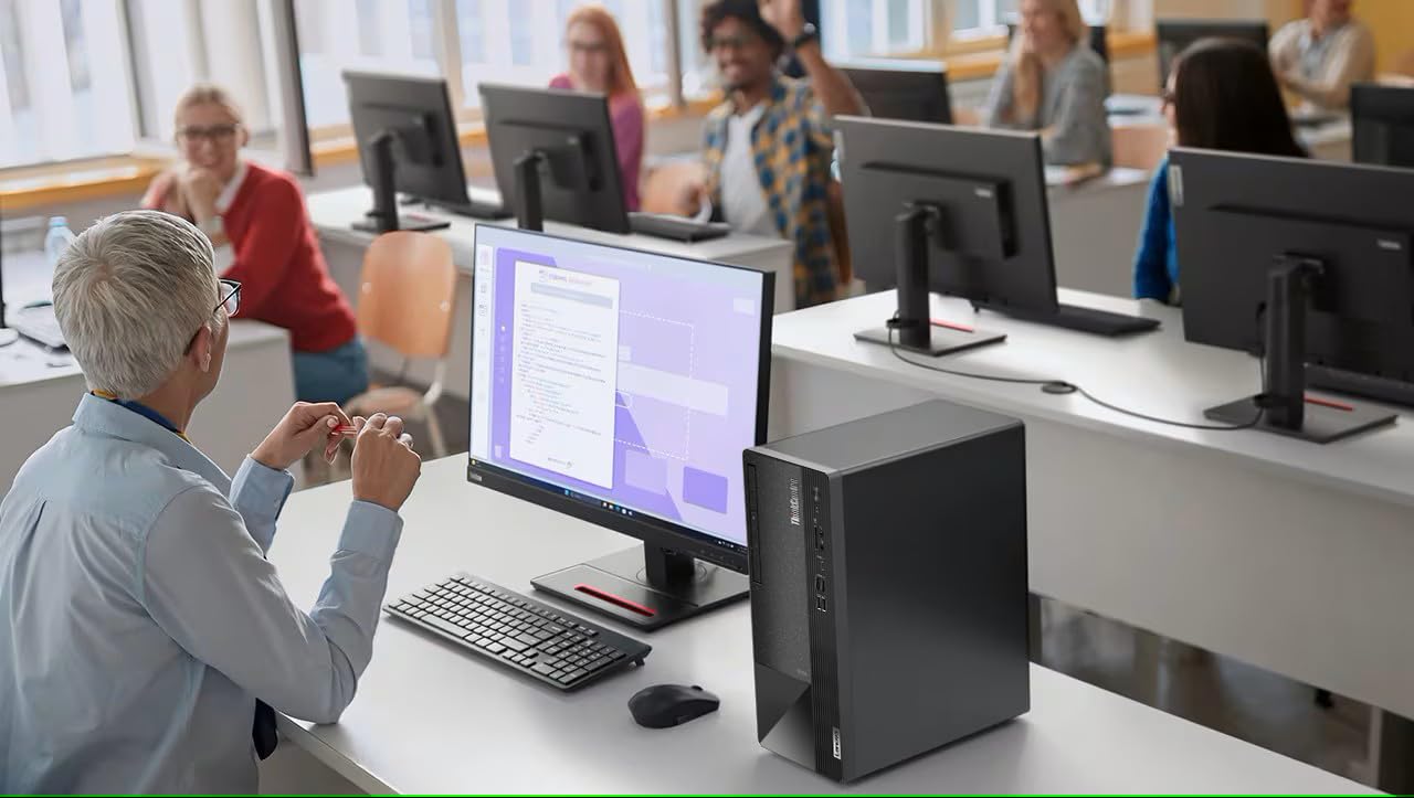 Lenovo ThinkCentre Neo 50t Tower Desktop Computer, 4-core Intel Core i3-13100, 32GB RAM, 1TB SSD, 3-Monitor Ports (DP+HDMI+VGA), RJ-45, WiFi, USB-C, Card Reader, Wired KB & Mouse, Windows 11 Pro