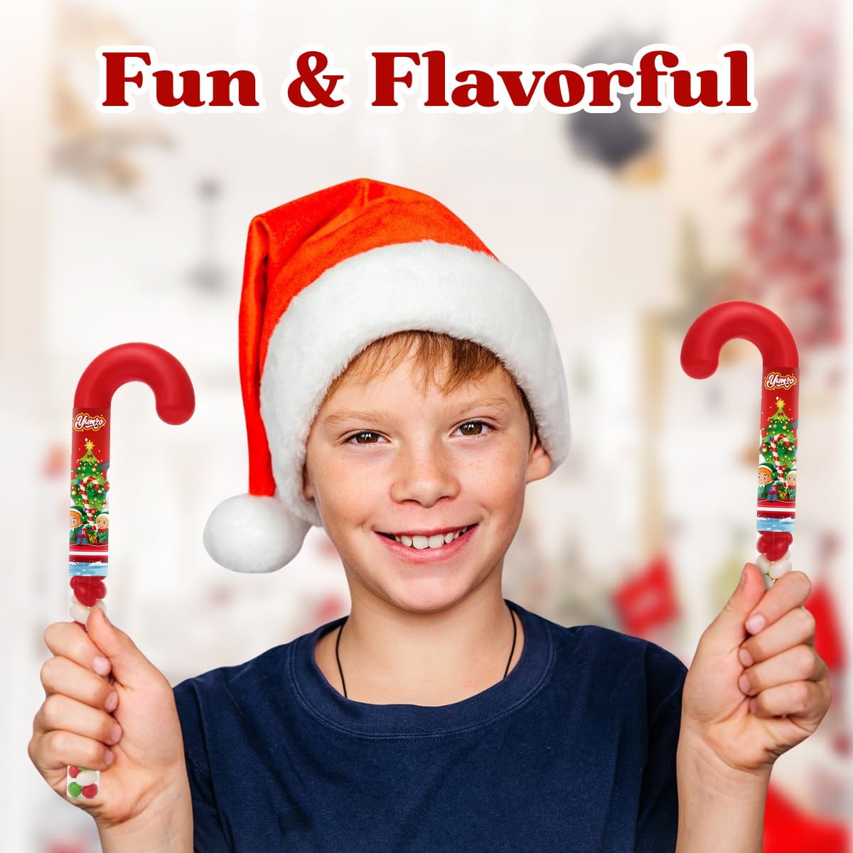 Christmas Candy cane Filled with Jelly Beans. 3 Pack, The Ideal Christmas Candy for Stocking Stuffers.